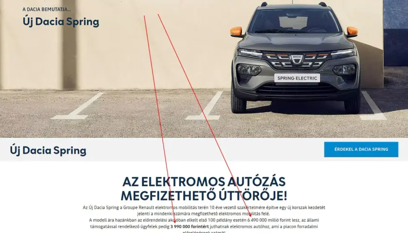 Szary Dacia Spring z pomarańczowymi akcentami. Sprawdź atrakcyjną dacia spring cena, która czyni elektromobilność dostępną dla każdego.