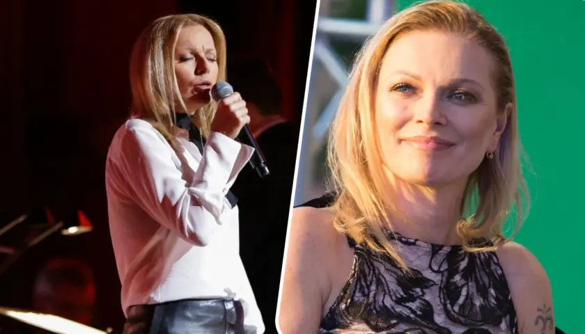 Anna Maria Jopek śpiewa na scenie i uśmiecha się do kamery. Jej romanse inspirują fanów.