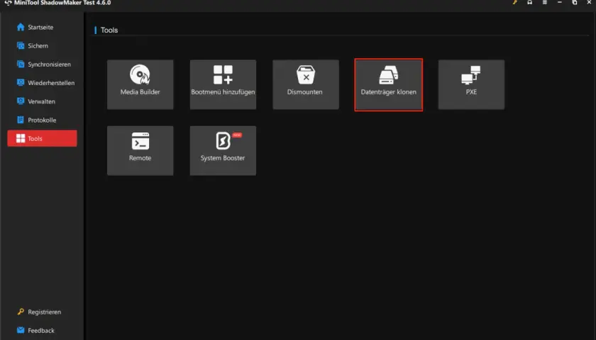MiniTool ShadowMaker bietet eine hervorragende Clonezilla-Alternative mit der Funktion "Datenträger klonen" für einfache Systemkopien.