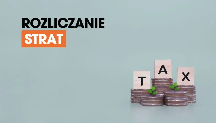 Rozliczanie strat z lat ubiegłych. Stosy monet z literami T, A, X.
