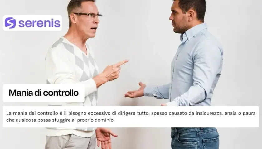 Due uomini discutono animatamente. Uno punta il dito, mostrando la sua mania del controllo.