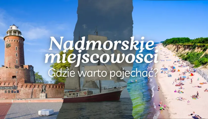 Nadmorskie miejscowości zachodniopomorskie: latarnia morska, żaglowiec i plaża pełna ludzi. Gdzie warto pojechać?