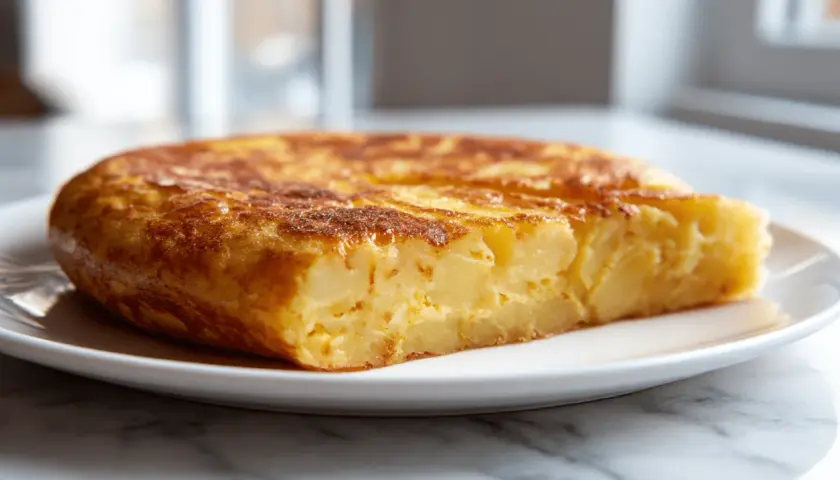 Złocista tortilla z airfryer, puszysta w środku, z chrupiącą skórką. Idealna na szybki posiłek.