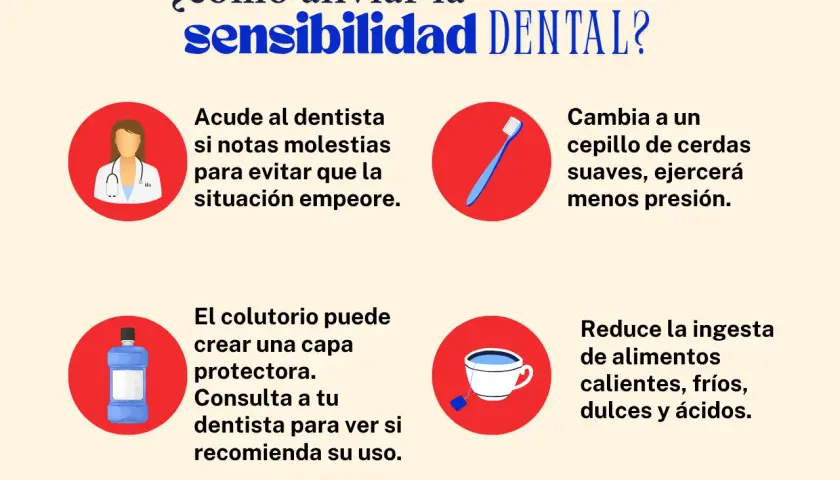 Consejos para aliviar la sensibilidad dental: visita al dentista, usa cepillo suave, colutorio y evita alimentos extremos. ¡Adiós a la dentera o tiricia!