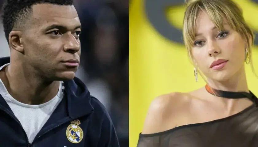 Kylian Mbappé i jego dziewczyna, Ester Expósito, na dwóch oddzielnych zdjęciach.