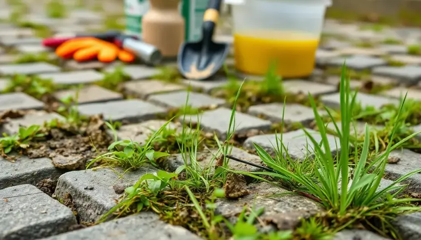 Jak usunąć trawę z kostki brukowej domowym sposobem i uniknąć problemów