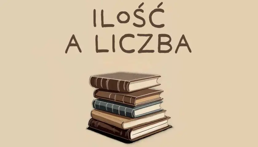 Stos książek symbolizuje, że ilość wiedzy jest ważniejsza niż sama liczba tomów.