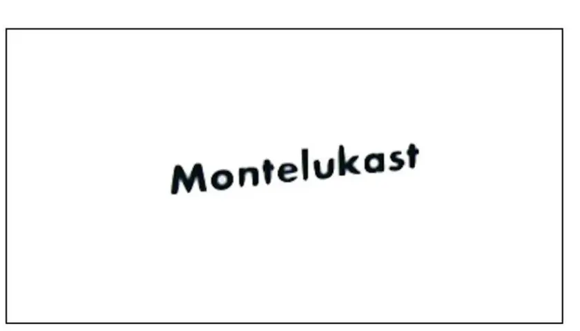 Napis "Montelukast" na białym tle.
