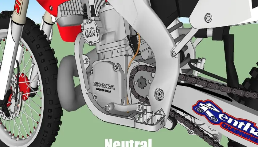Detalle de motocicleta en punto muerto. Aprende como se acciona el embrague de una motocicleta para cambiar de marcha.