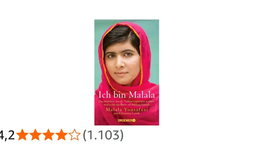 Porträt von Malala Yousafzai, die für Bildung kämpft. Ihr Buch "Ich bin Malala" erzählt ihre Geschichte.