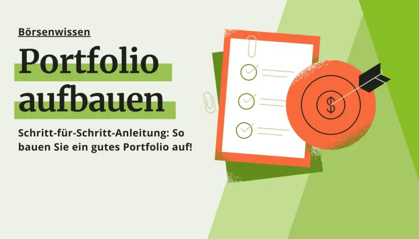Börsenwissen: Portfolio aufbauen. Schritt-für-Schritt-Anleitung für ein gutes Portfolio mit Zielscheibe und Dollarzeichen.