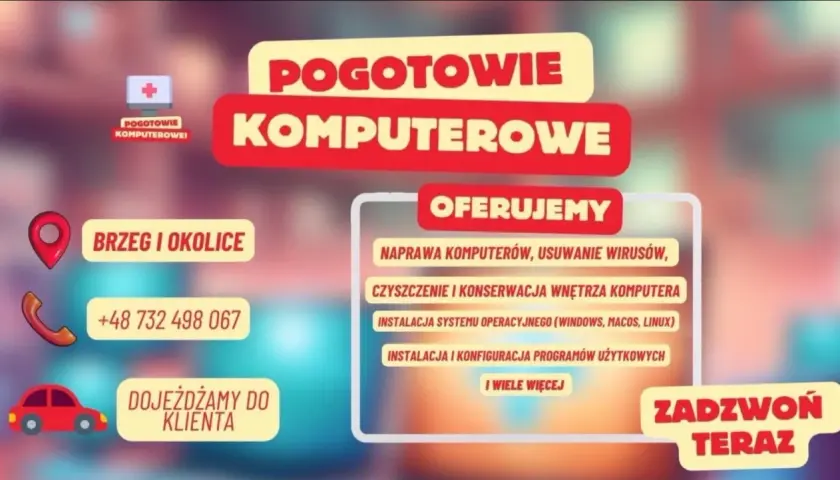 Pogotowie komputerowe Brzeg i okolice. Naprawa, czyszczenie, instalacja systemów i programów. Zadzwoń teraz!