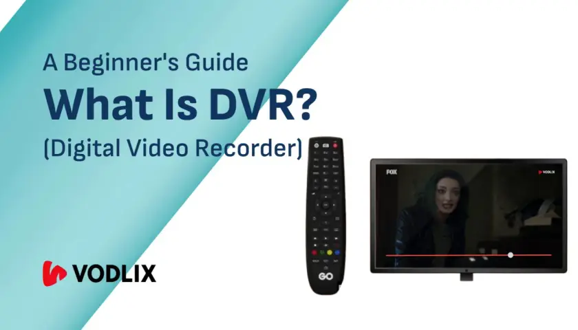 Guía para principiantes: ¿qué es un DVR? Muestra un control remoto y un televisor con una serie.