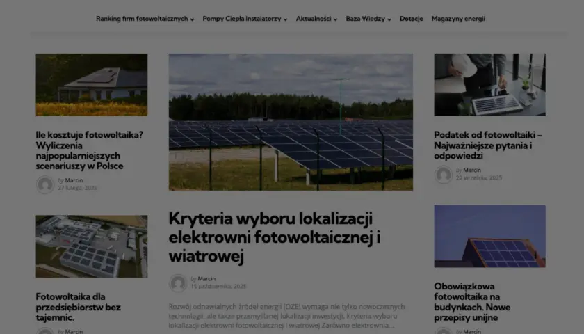 Jak pozyskać klientów na fotowoltaikę? Artykuły o kosztach, podatkach, lokalizacji inwestycji i przepisach.