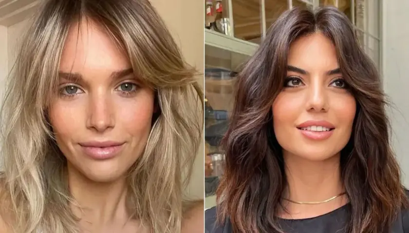 Dwie kobiety z fryzurami do ramion: jedna z blond włosami, druga z brązowymi.