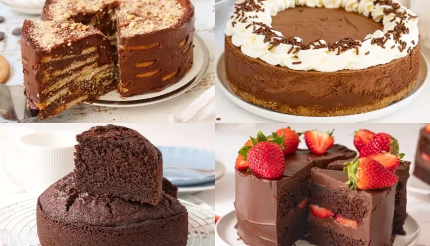 Cuatro deliciosos pasteles de chocolate, perfectos para inspirar tus próximas recetas de pastel de chocolate.