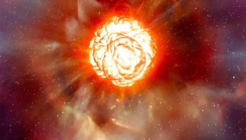 Jasna, wybuchająca Betelgeza, zapowiadająca spektakularną supernową. Kosmiczny pokaz siły.