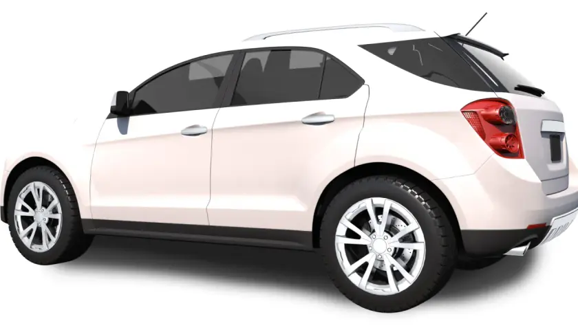 Biały SUV z przyciemnianymi szybami, idealny na impuls leasing. Elegancki design i sportowe felgi.