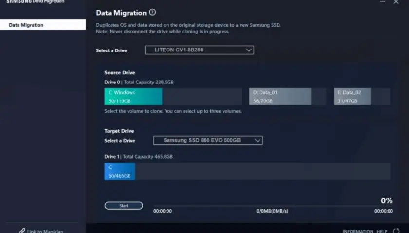Samsung Data Migration-Tool für Windows 11: Klonen Sie Ihre C:-Partition auf eine Samsung SSD.