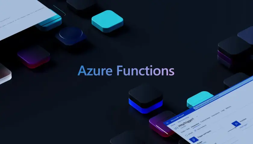 Interface de développement pour Azure Functions, avec des blocs lumineux et du code.