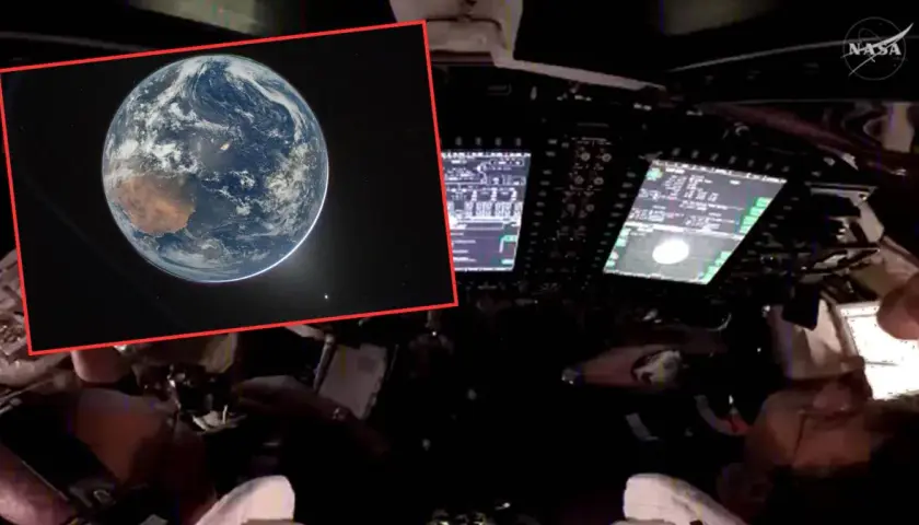 Widok Ziemi z kosmosu, widziany z wnętrza statku kosmicznego NASA. To pokazuje, co to jest NASA - agencja badająca kosmos.