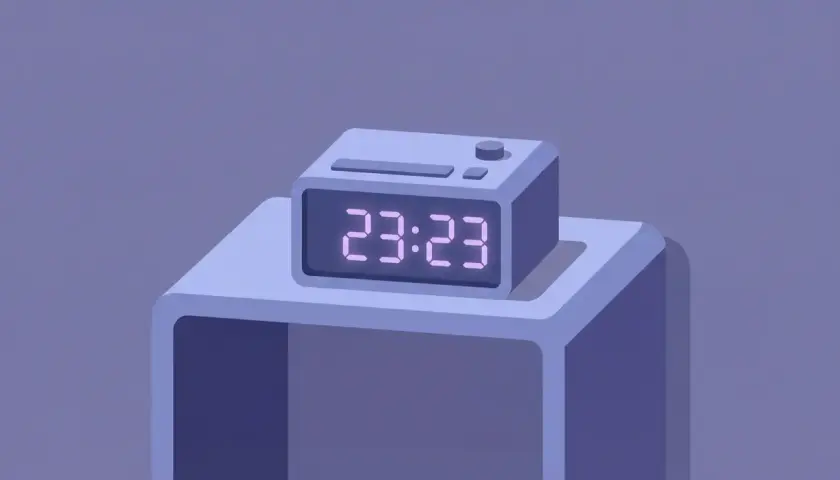 Cyfrowy zegar pokazuje 23:23. Może to być znak, że czas na sen, lub symbol czegoś więcej.