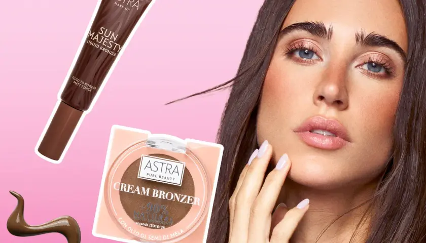 Bronzer cos'è? Astra offre un bronzer liquido e in crema per un look solare naturale.