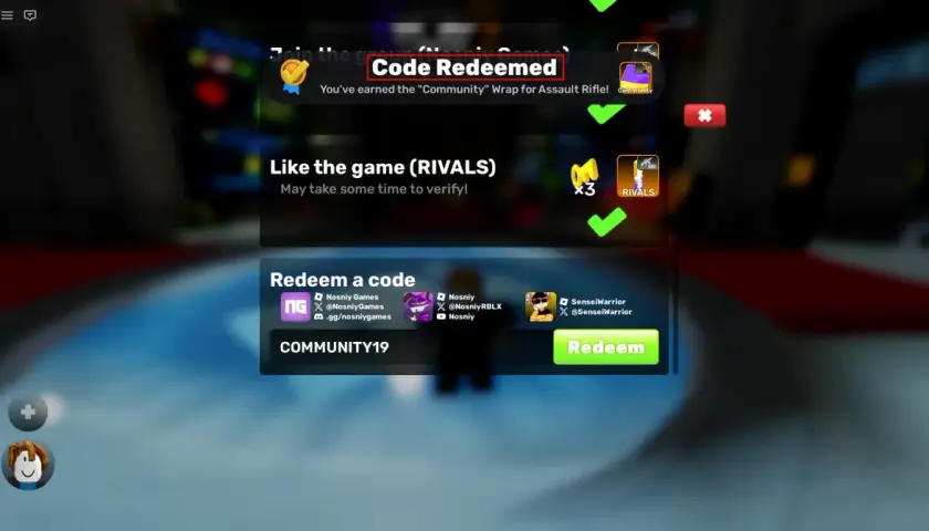 Odebrane kody do Rivals! Otrzymano "Community" Wrap do karabinu szturmowego. Wpisz kod COMMUNITY19, aby otrzymać nagrodę.