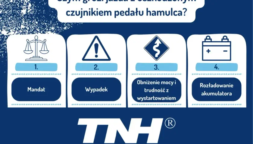 Uszkodzony czujnik stopu objawy: mandat, wypadek, trudności z wystartowaniem, rozładowanie akumulatora.