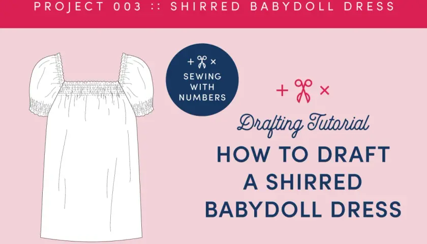 Learn to draft a step by step simple dress pattern for beginners. This tutorial shows how to draft a shirred babydoll dress.