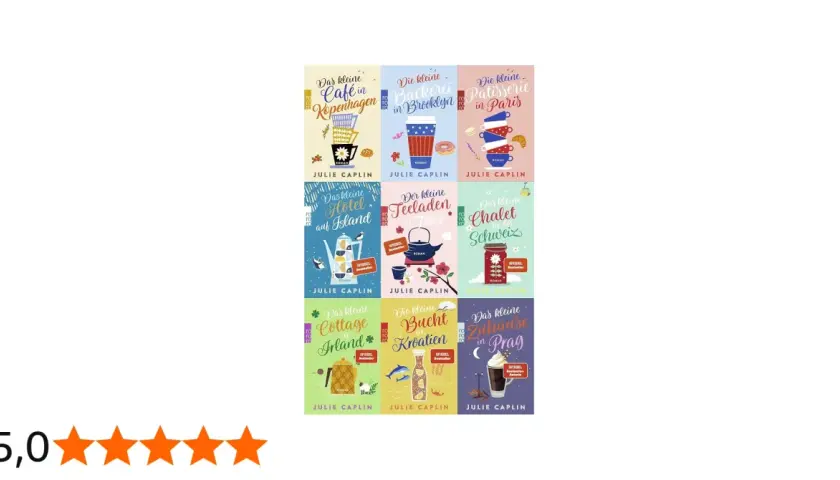 Die Buchreihe von Julie Caplin: "Das kleine Café in Kopenhagen", "Die kleine Bäckerei in Brooklyn", "Die kleine Patisserie in Paris", "Das kleine Hotel auf Island", "Der kleine Teeladen in Tokio", "Das kleine Chalet in der Schweiz", "Das kleine Cottage...