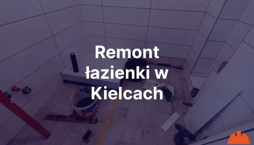 Remont łazienki w trakcie, widoczne płytki, narzędzia i brodzik prysznicowy.