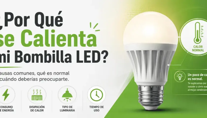 ¿Por qué se calienta mi bombilla LED? Un poco de calor es normal. Explica causas comunes, disipación de calor y tiempo de uso.