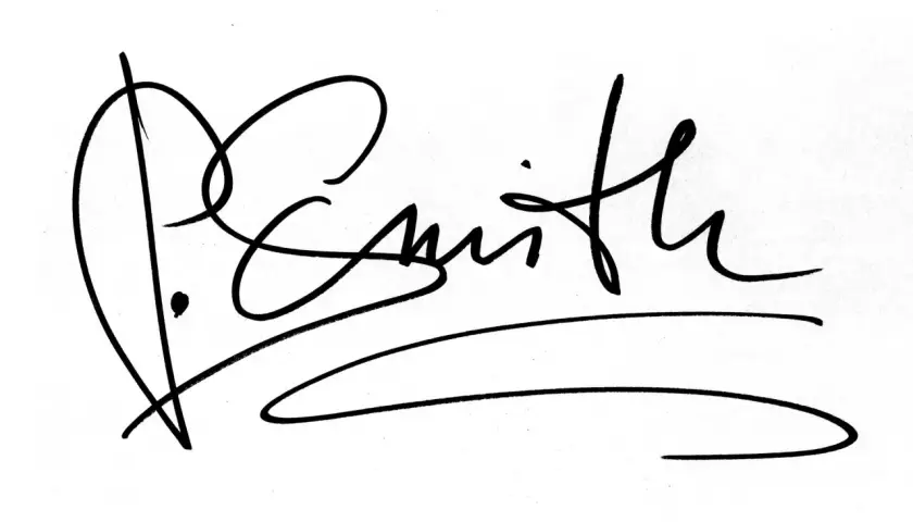 Firma estilizada de P. Smith. Ideal para quien busca cómo dibujar firma online.