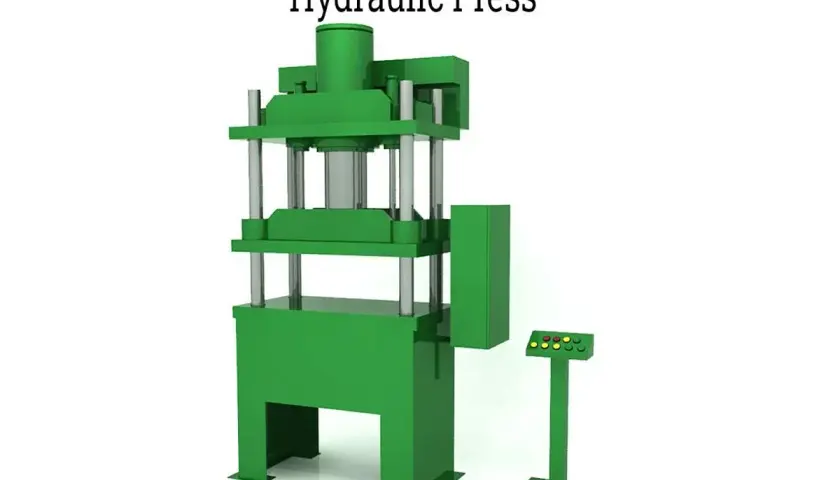Zielona prasa hydrauliczna z panelem sterowania. Dowiedz się, jak zrobić prasę hydrauliczną z lewarka.