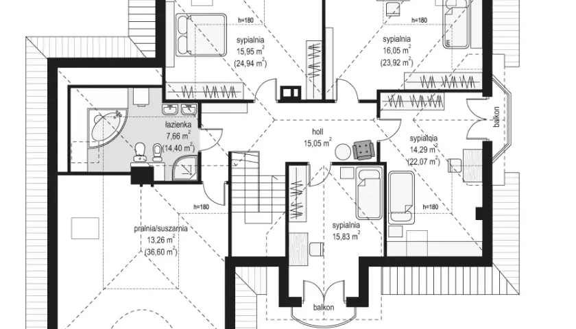 Dom parterowy z poddaszem do 100 m², na planie kwadratu - Katalog Muratora