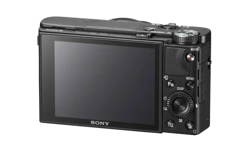 Tył aparatu Sony RX100 VIII z dużym ekranem LCD i przyciskami sterującymi.