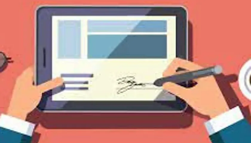 Firma digital en tablet. Es importante comprobar fecha caducidad certificado digital para asegurar su validez.