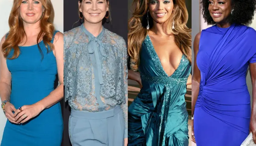 Quatre femmes en tenues bleues, de l'actrice Amy Adams à Viola Davis. Le bleu est une couleur polyvalente pour les vêtements féminins.