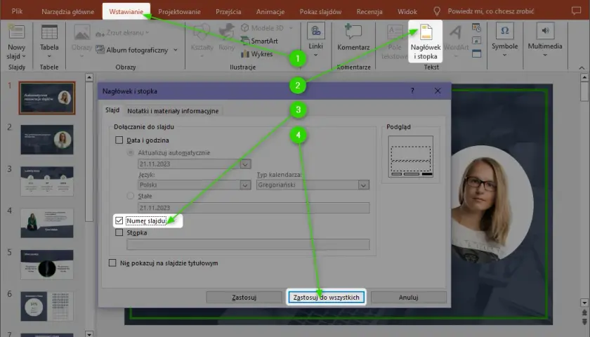 Jak łatwo ustawić numer slajdu i pokazać ich całkowitą liczbę w PowerPoint