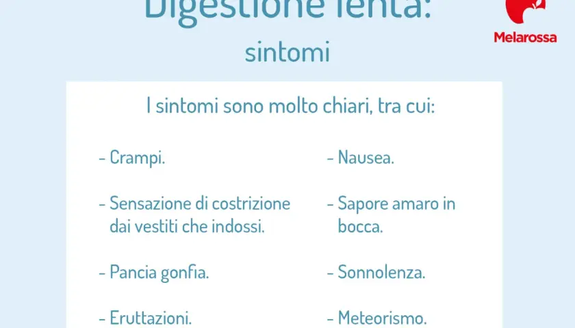 Sintomi di digestione lenta: crampi, nausea, pancia gonfia, sonnolenza e meteorismo.