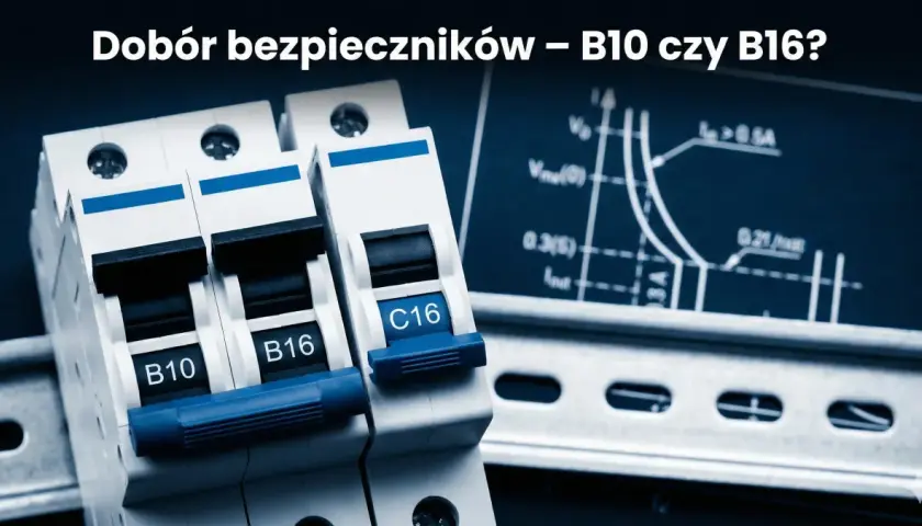 Bezpiecznik B10, B16 i C16 na szynie DIN. Wykres charakterystyki bezpiecznika. Jak dobrać bezpiecznik B10 ile wat mocy obsłuży?