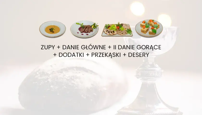 Elegancki catering komunijny: zupy, dania główne, gorące, przekąski i desery. Sprawdź nasz catering komunia cennik.