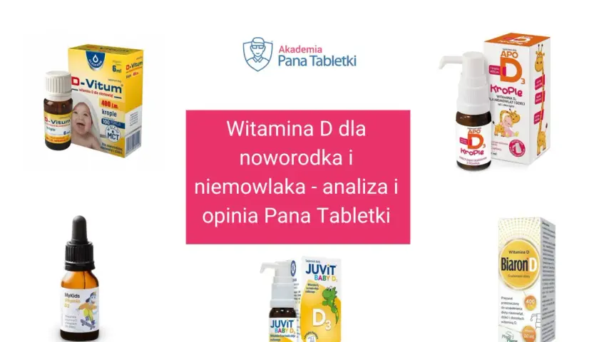 Krople z witaminą D dla rocznego dziecka: D-Vitum, Krople APO, MyKids, Juvit Baby D, Biaron D.
