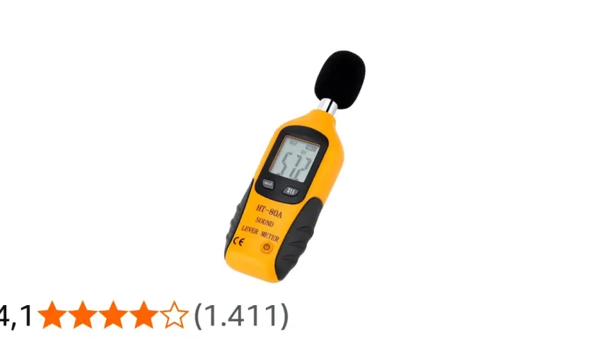 Medir db es fácil con este sonómetro amarillo. Muestra 51.2 dBA.