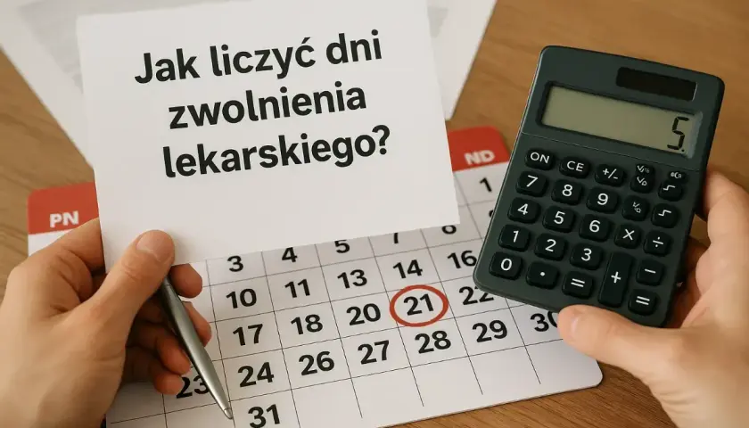 Kalkulator i kalendarz pomagają zrozumieć, co to są dni robocze przy liczeniu zwolnienia lekarskiego.
