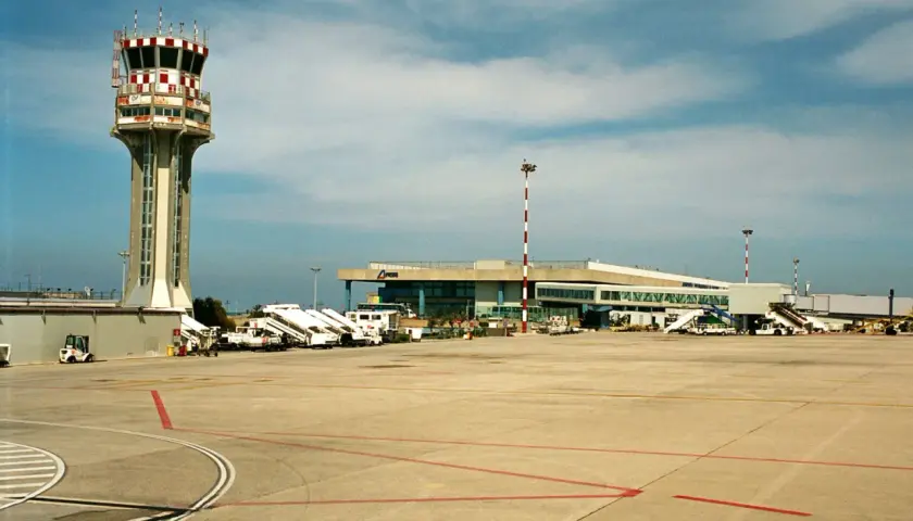 Control tower and terminal building at Sicily International Airport.