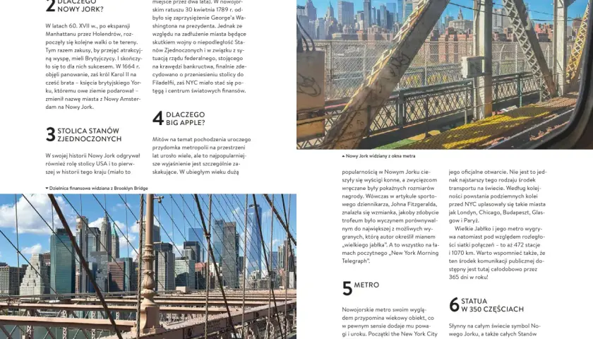 Widok na drapacze chmur Nowego Jorku z mostu, w tym Brooklyn Bridge. Atrakcje Nowego Jorku czekają!