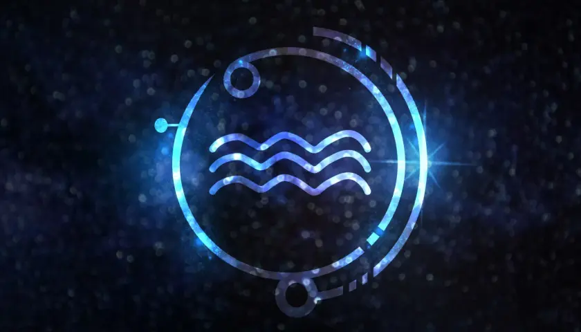 Symbol Wodnika, 24 stycznia znak zodiaku, na tle kosmicznym.