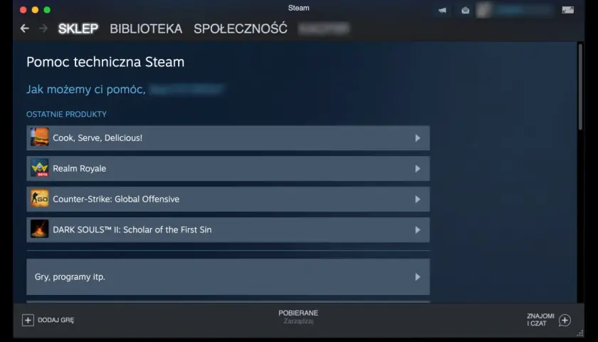 Pomoc techniczna Steam. Gdy gra na Steam nie chce się włączyć, sprawdź ostatnie produkty, np. Cook, Serve, Delicious!